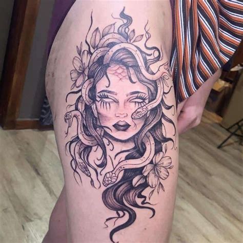 thigh feminine beautiful medusa tattoo|17 Medusa Thigh Tattoo Ideas for Bold and Fierce Looks